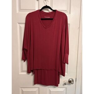 Soft Surroundings Large Indeevar Tunic Layered Top Stretch V-Neck 3/4 Sleeves